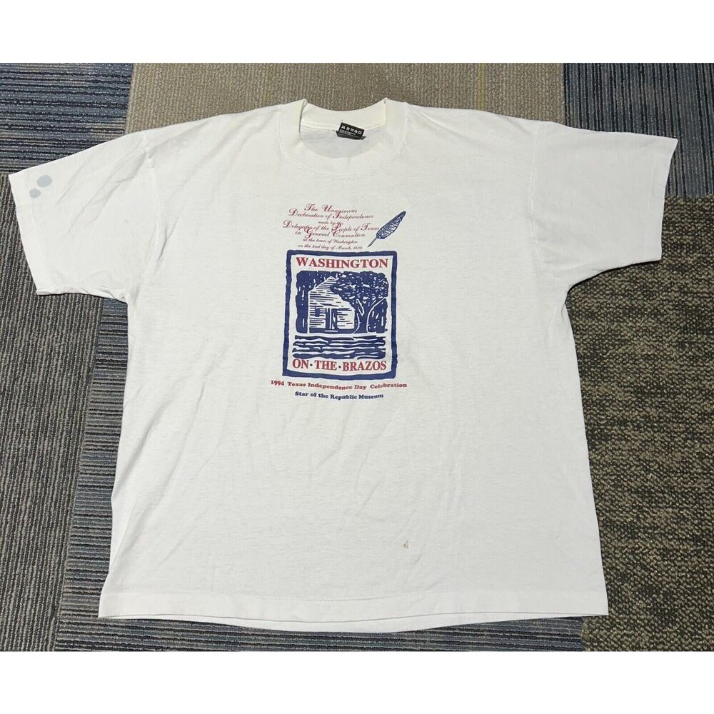 Vintage 90s Texas Declaration Of Independence Congress US History T Shirt XL USA